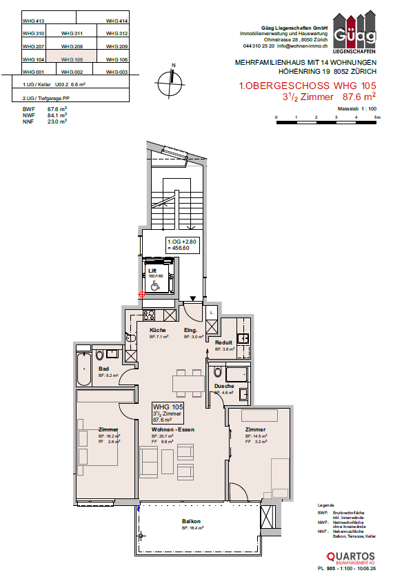 Appartement de 3 ½ pièces