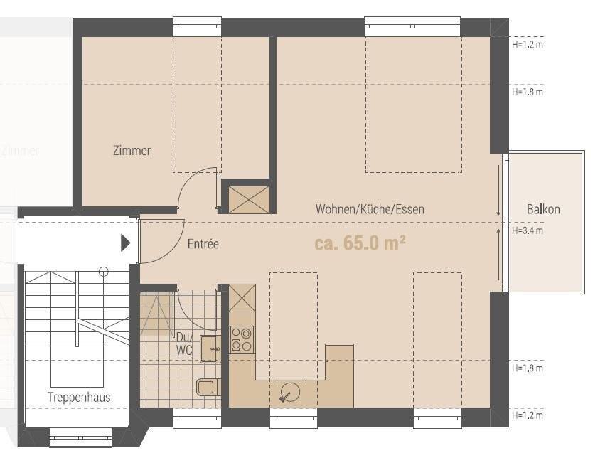 2 ½ pièces appartement