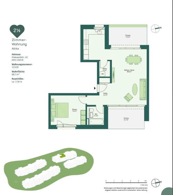 2 ½ room attic flat