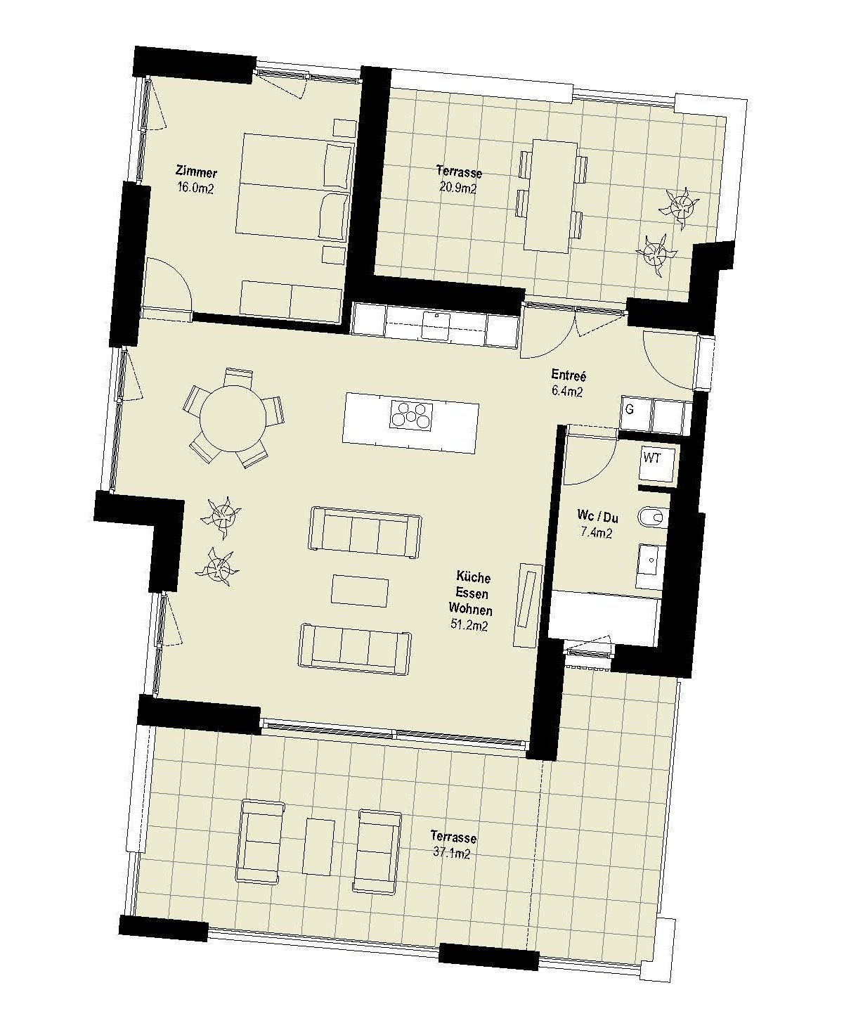 2 ½ rooms attic flat
