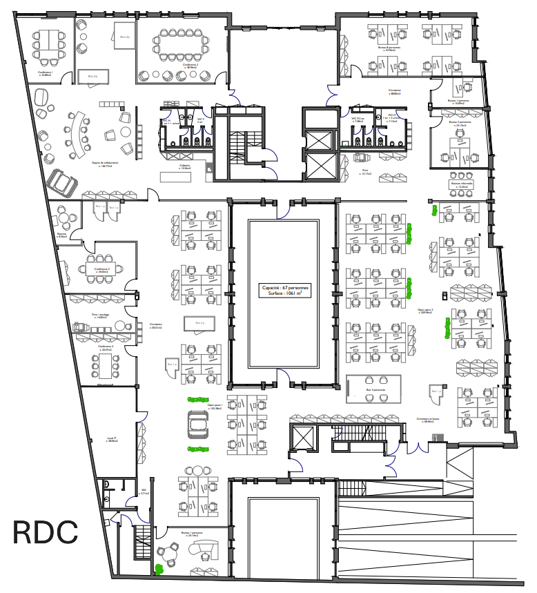 2300m² office