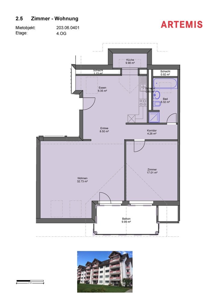 Appartement en attique de 2 ½ pièces