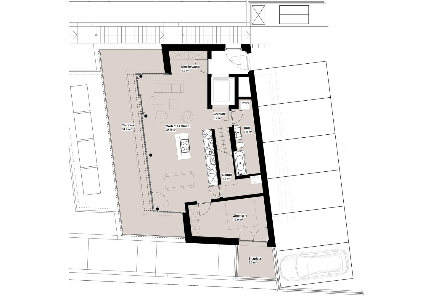 3 ½ pièces duplex