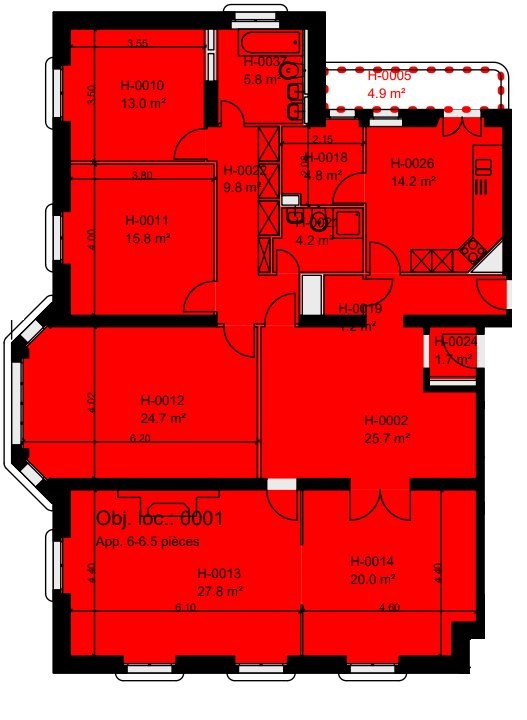 6 rooms apartment