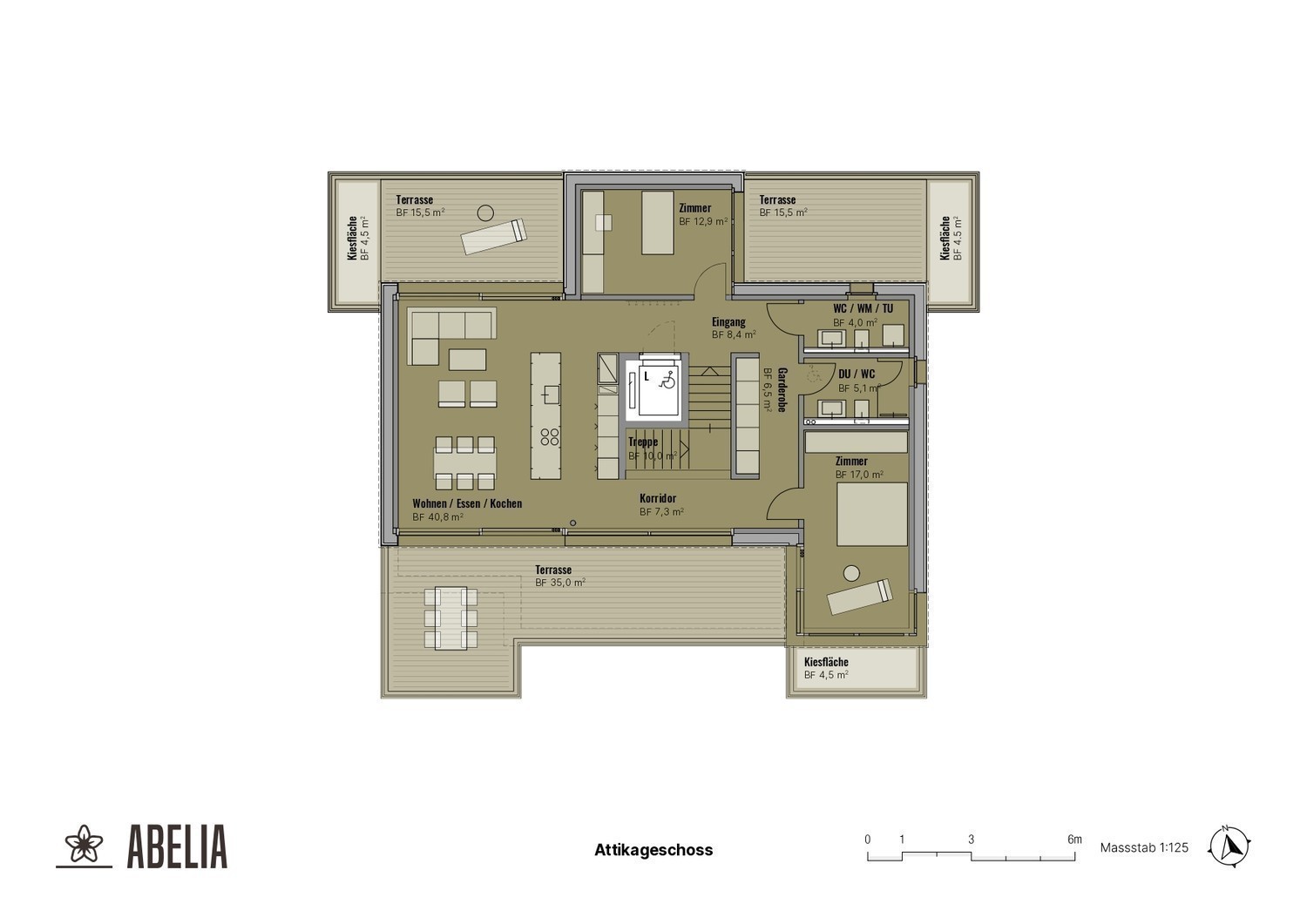 3 ½ rooms attic flat