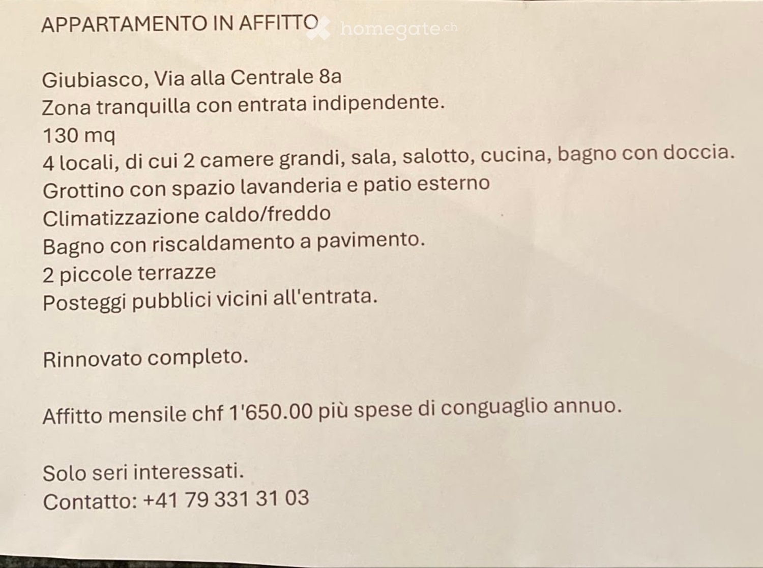 4 rooms apartment