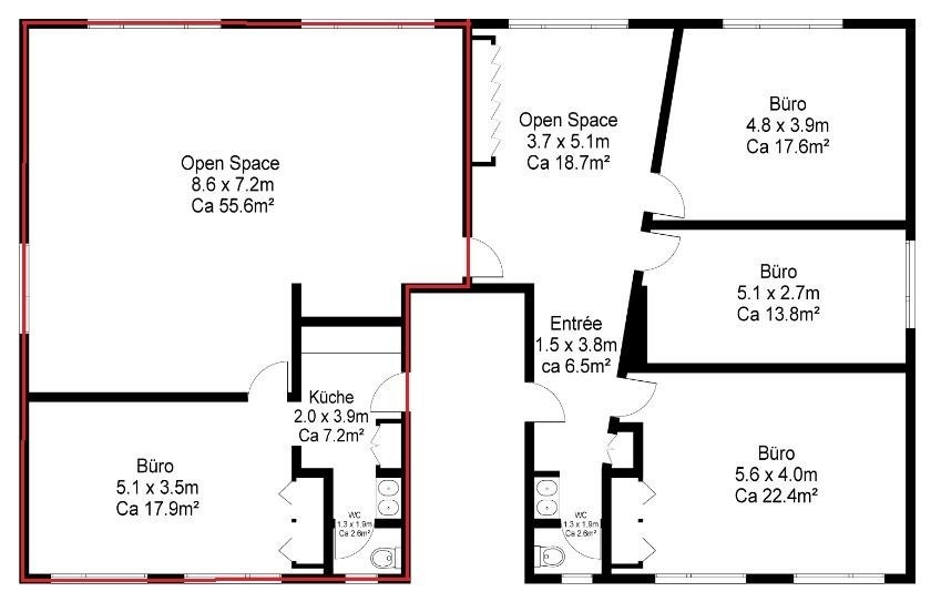 84m² bureau