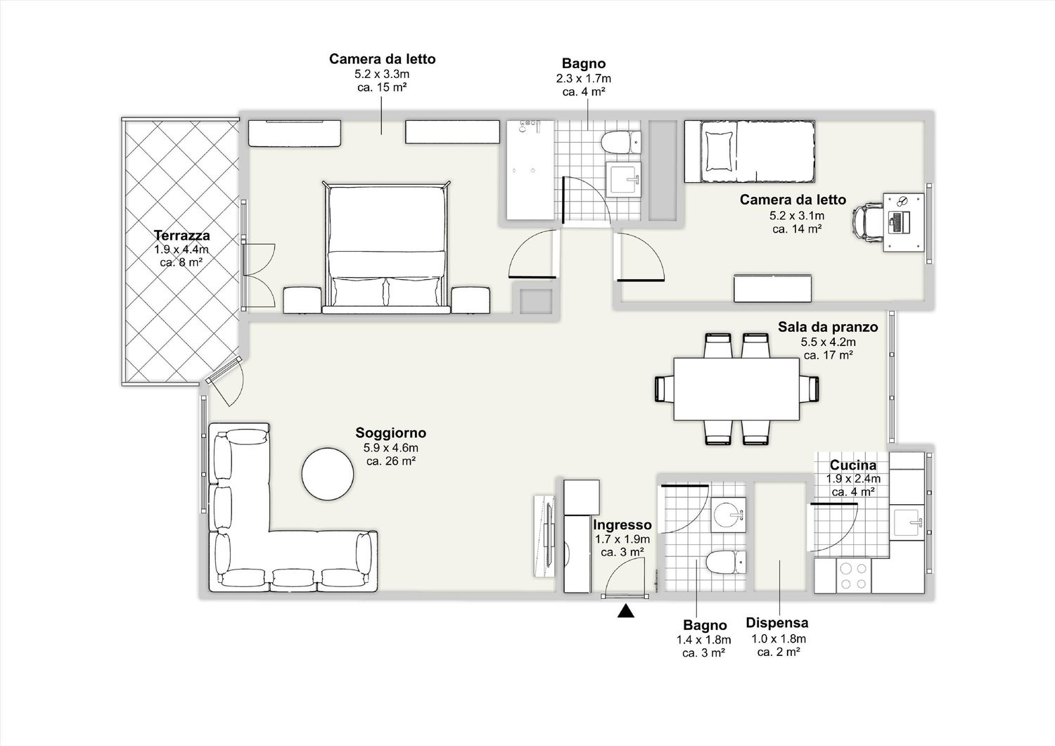 3 ½ rooms apartment