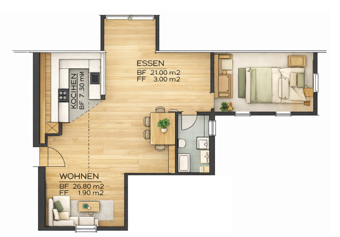 2 ½ rooms roof flat
