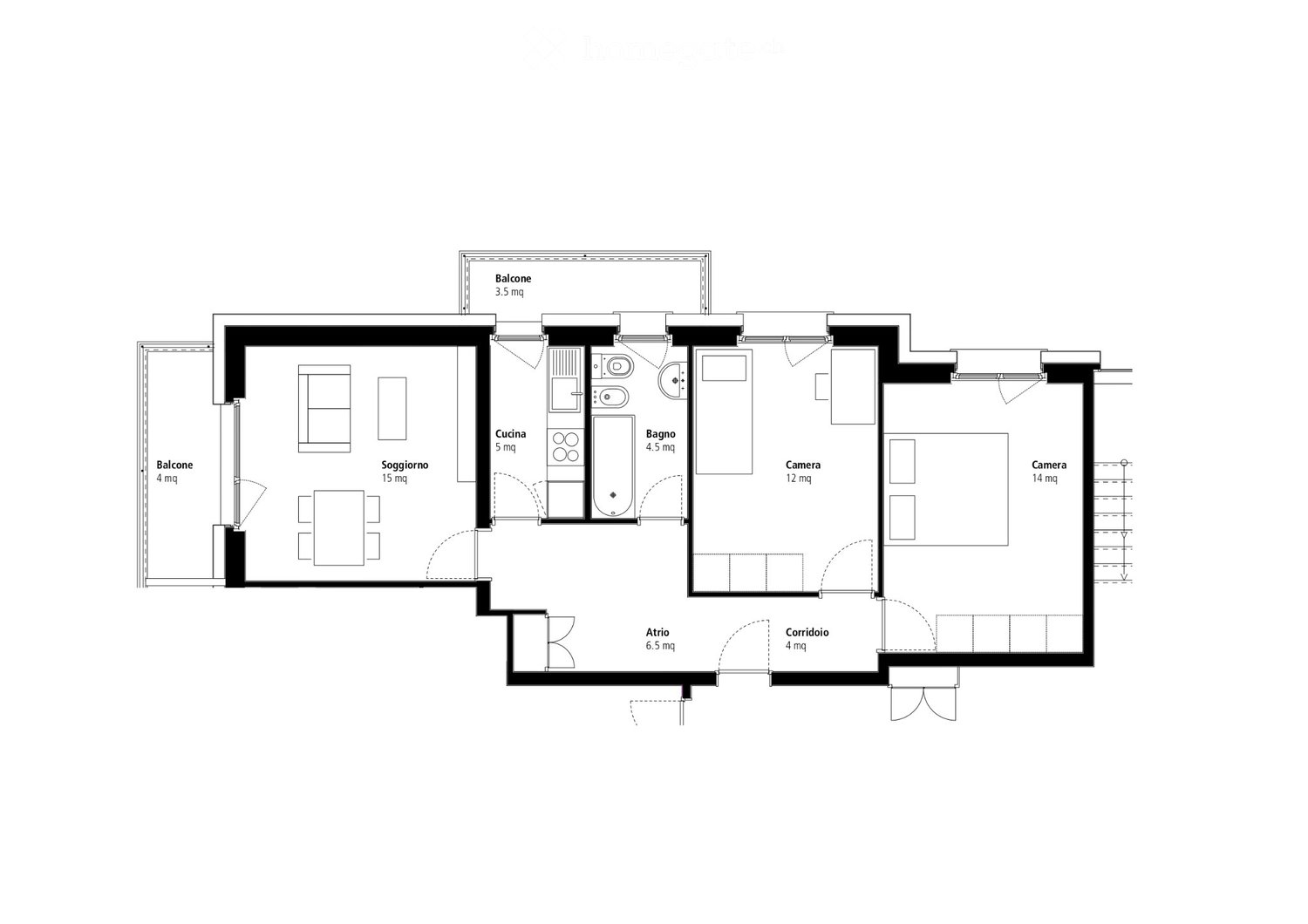 3 rooms apartment