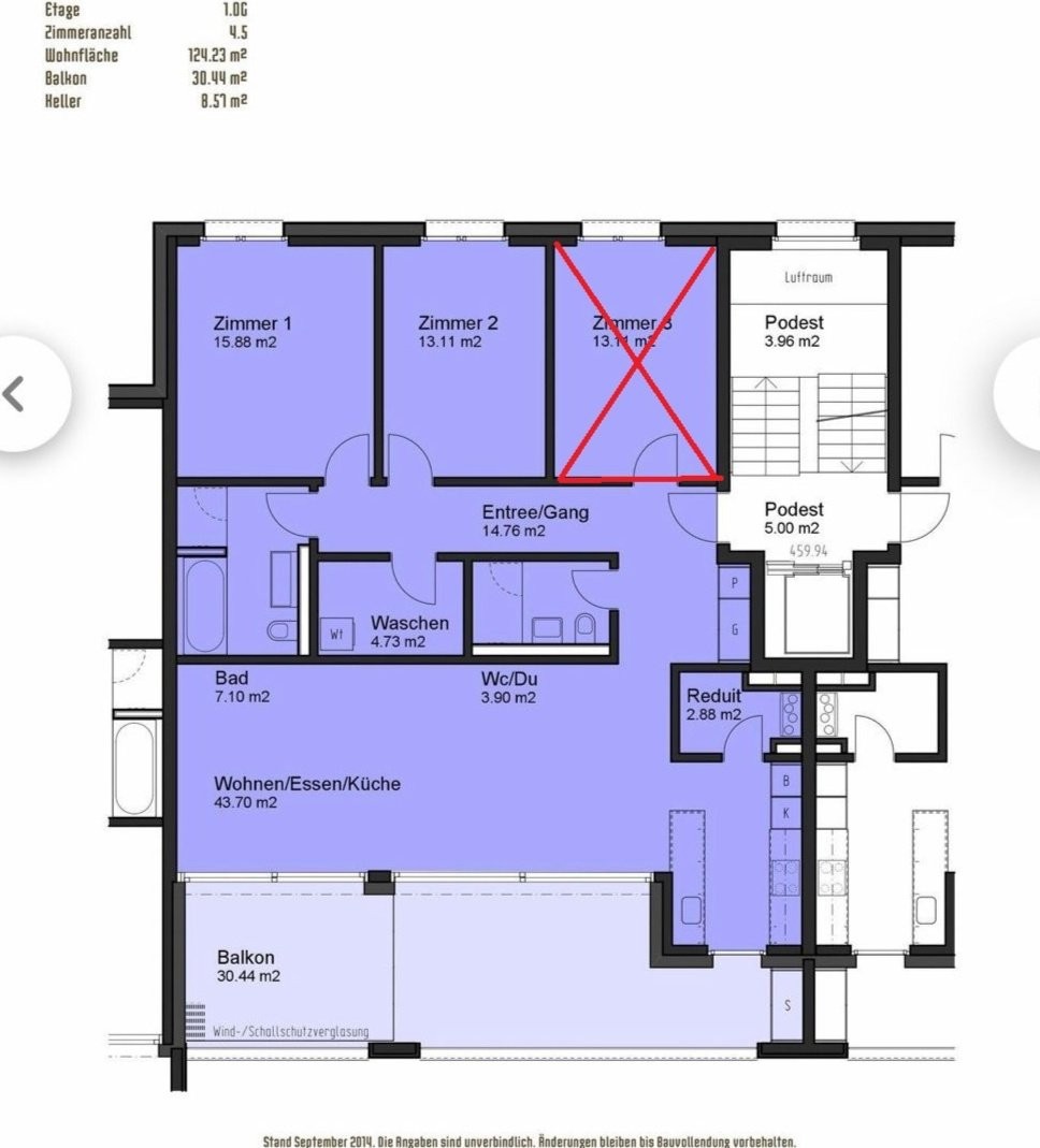 3 ½ rooms furnished flat