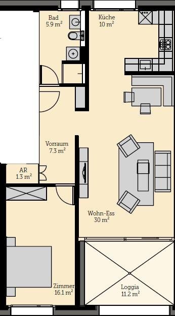 2 ½ rooms apartment