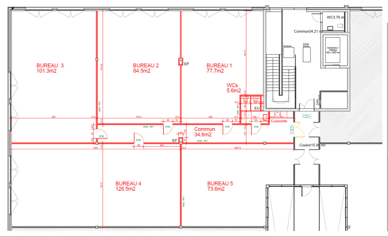 84m² office
