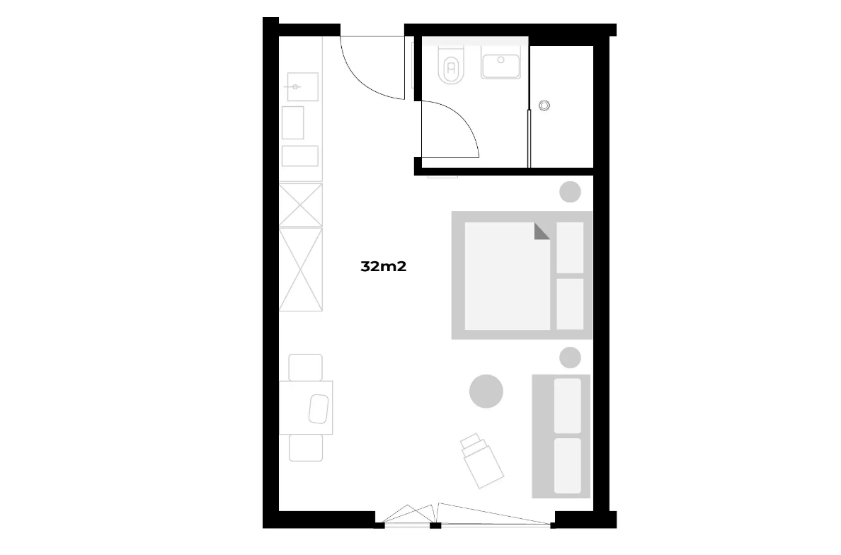 1 ½ pièces appartement meublé