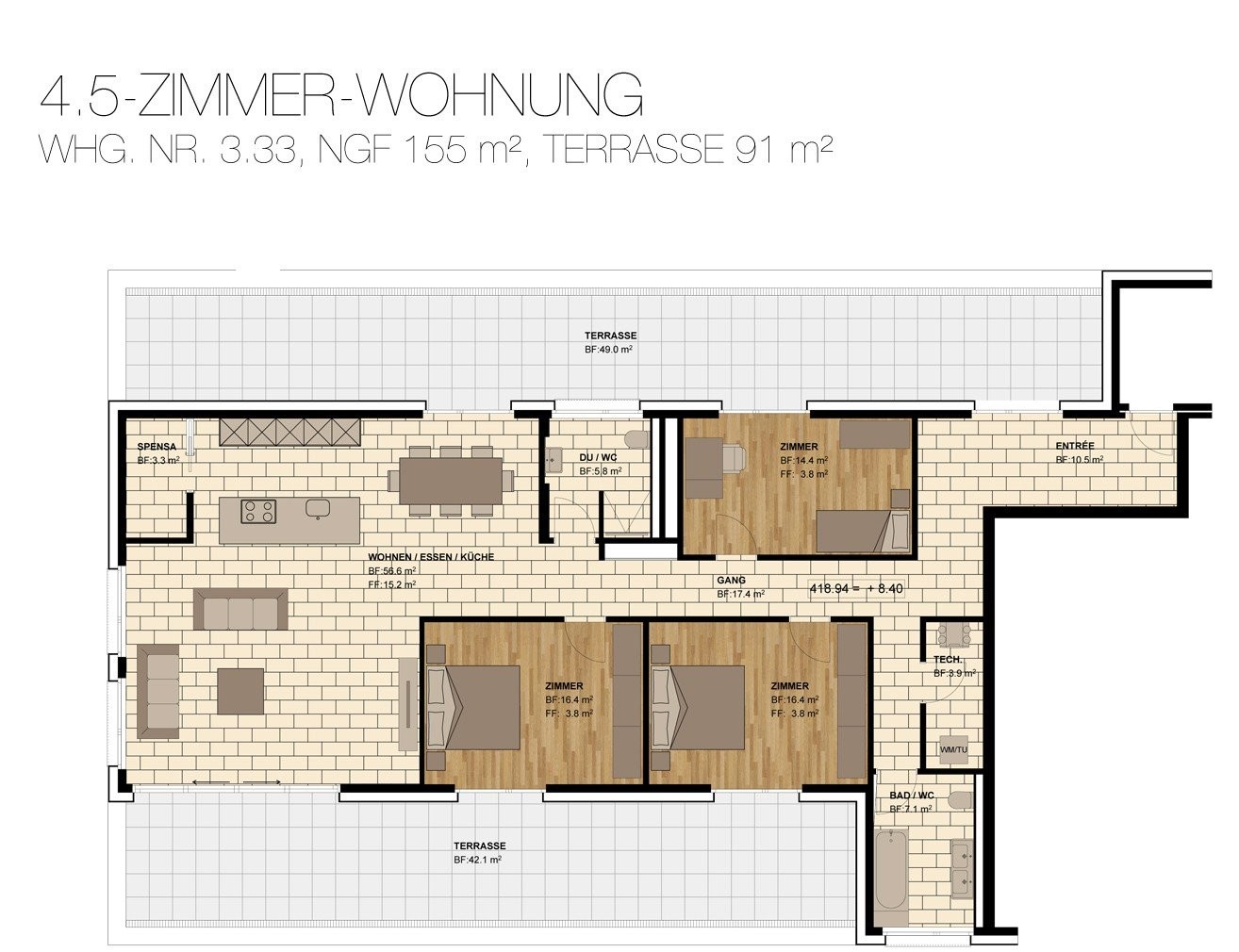 4 ½ rooms attic flat