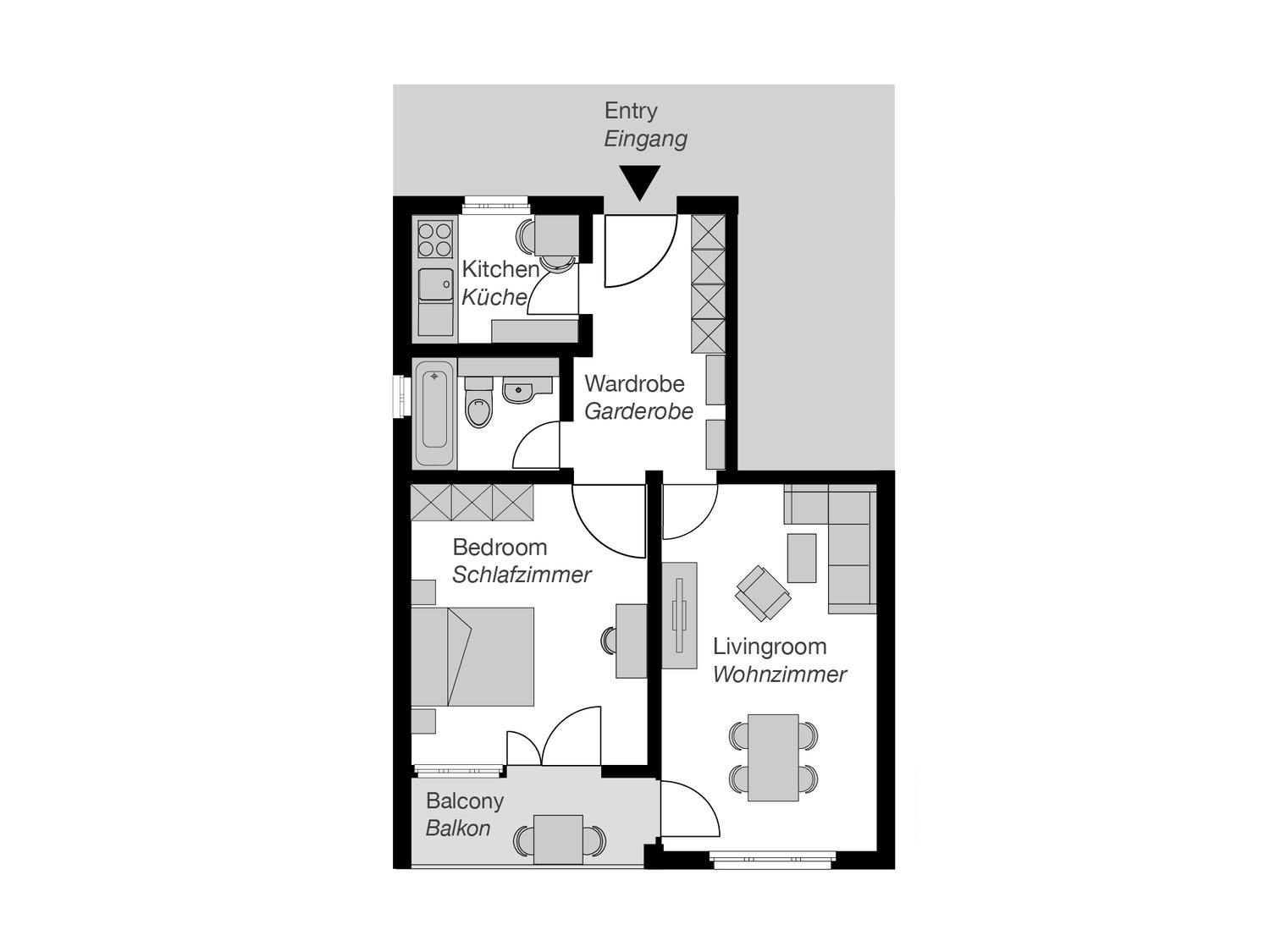 2 pièces appartement meublé