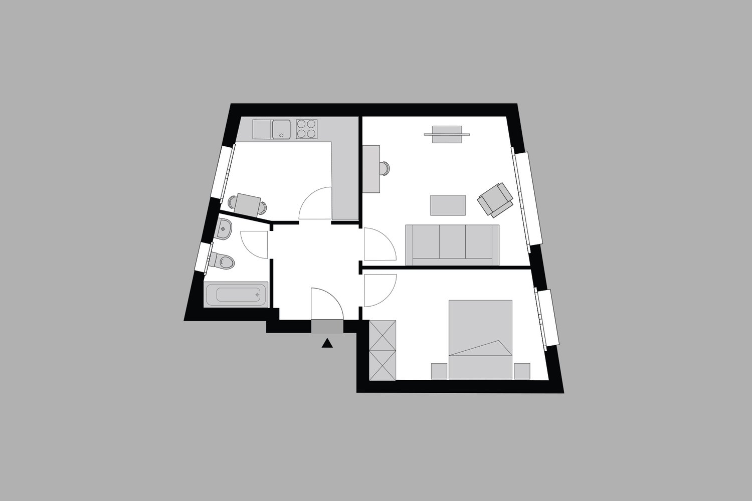 2 pièces appartement meublé