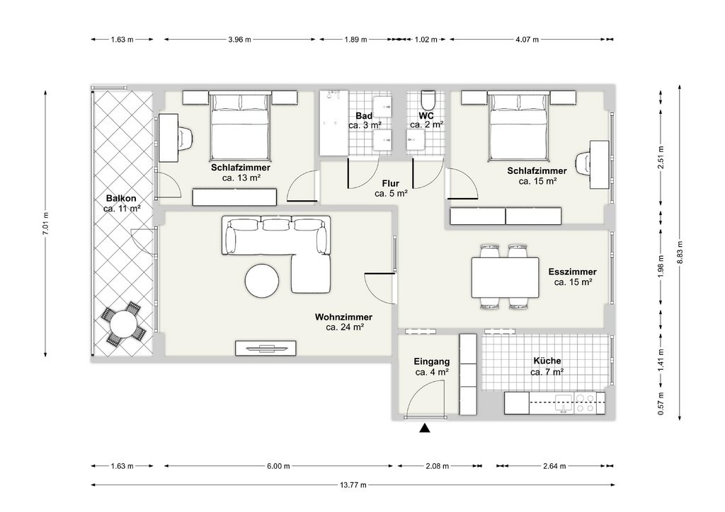 3 ½ rooms apartment