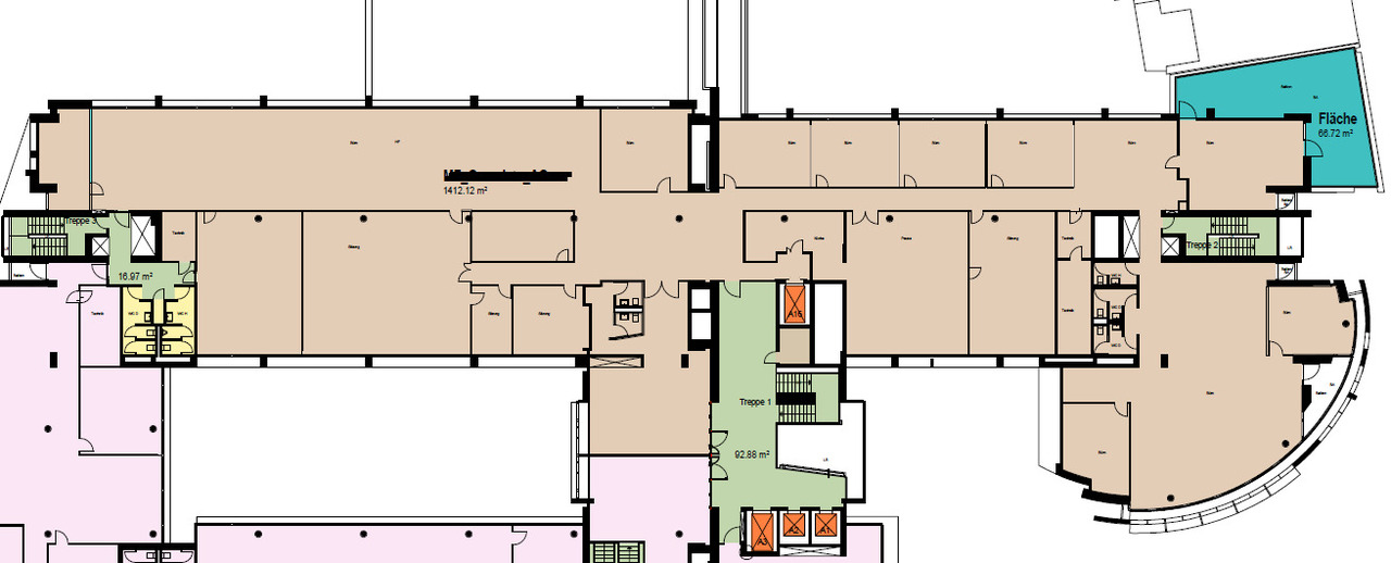 1412m² office
