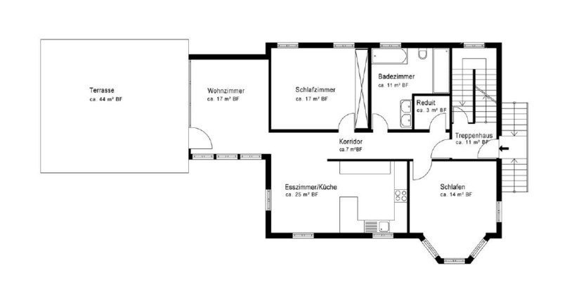 3 ½ rooms furnished flat