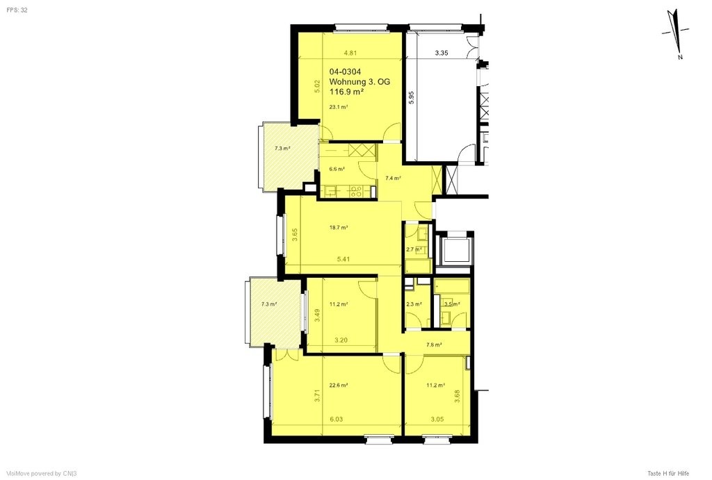 5 rooms apartment