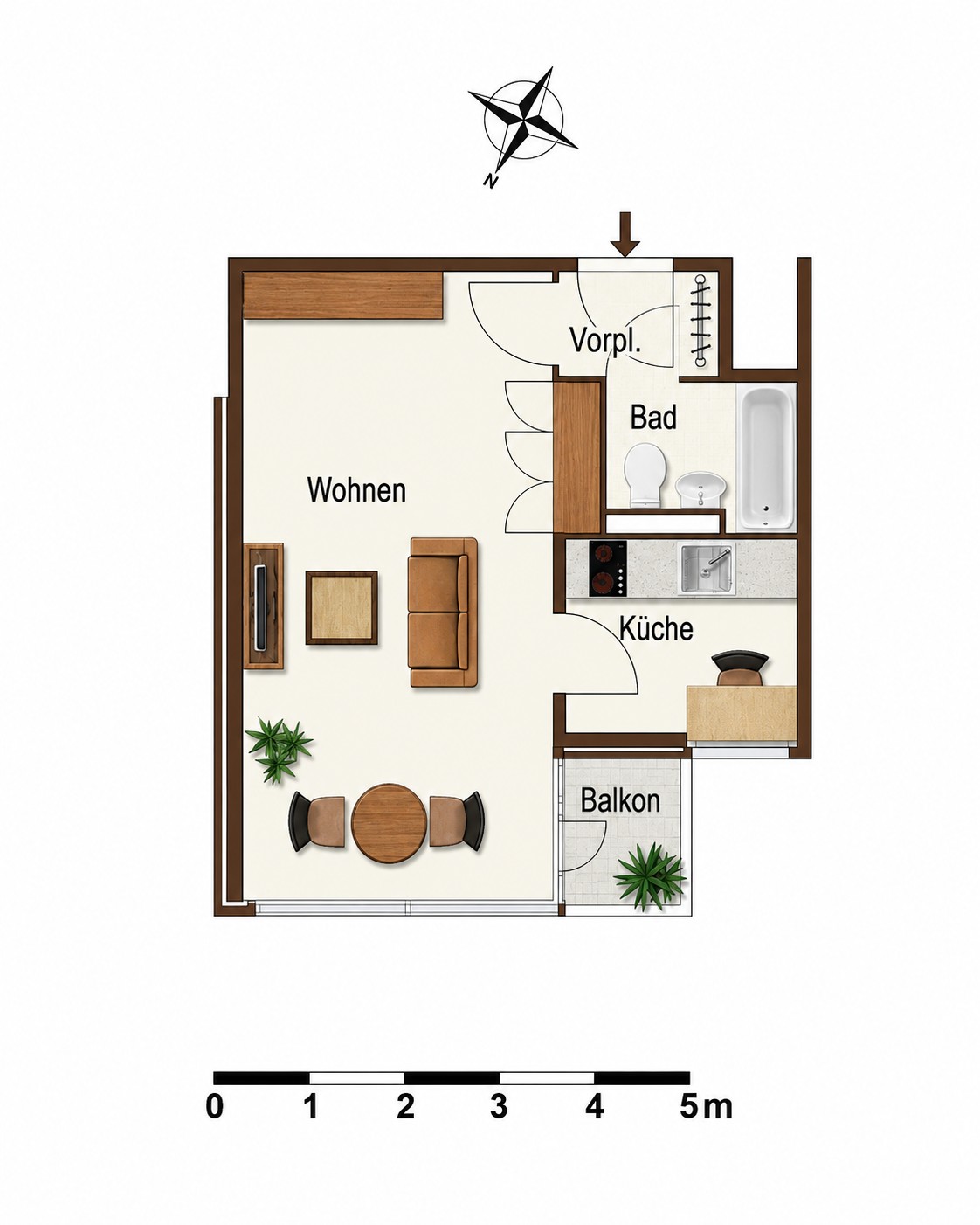 1 ½ rooms apartment