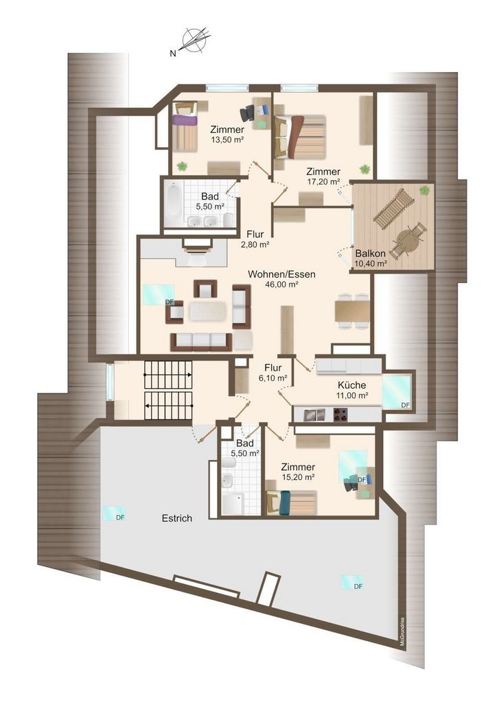 4 ½ rooms roof flat