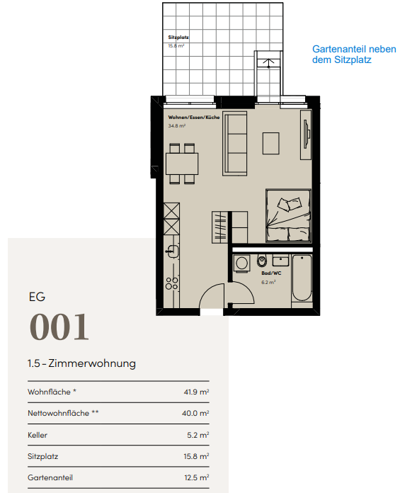Appartement de 1 ½ pièces